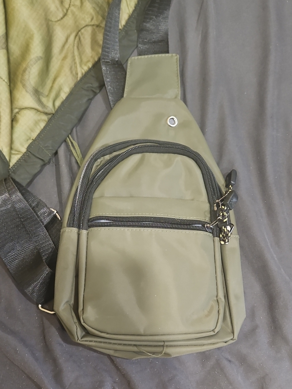 Olive Green Men's Sling Bag - Compact Crossbody Carry